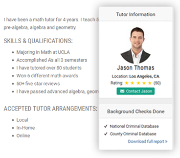 math tutor profile